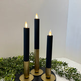 Black Moving Flame Taper Candle Set