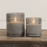 5” Grey Dotted Glass 3D Flame Candle