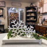 White Wood Snowflakes | Set of 2