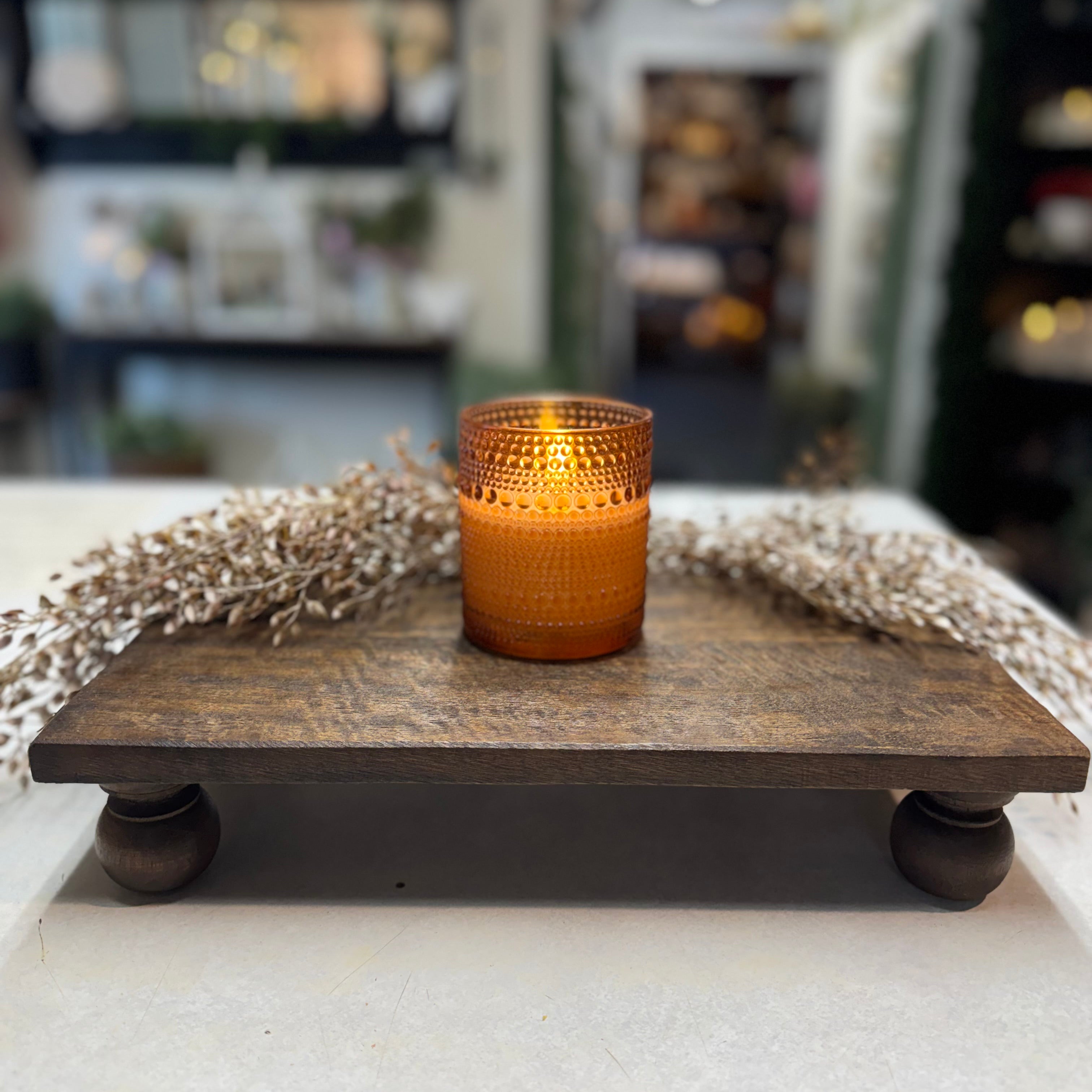 4" Sienna Dotted Glass 3D Flame Candle