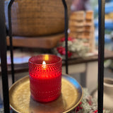 4" Red Dotted Glass 3D Flame Candle