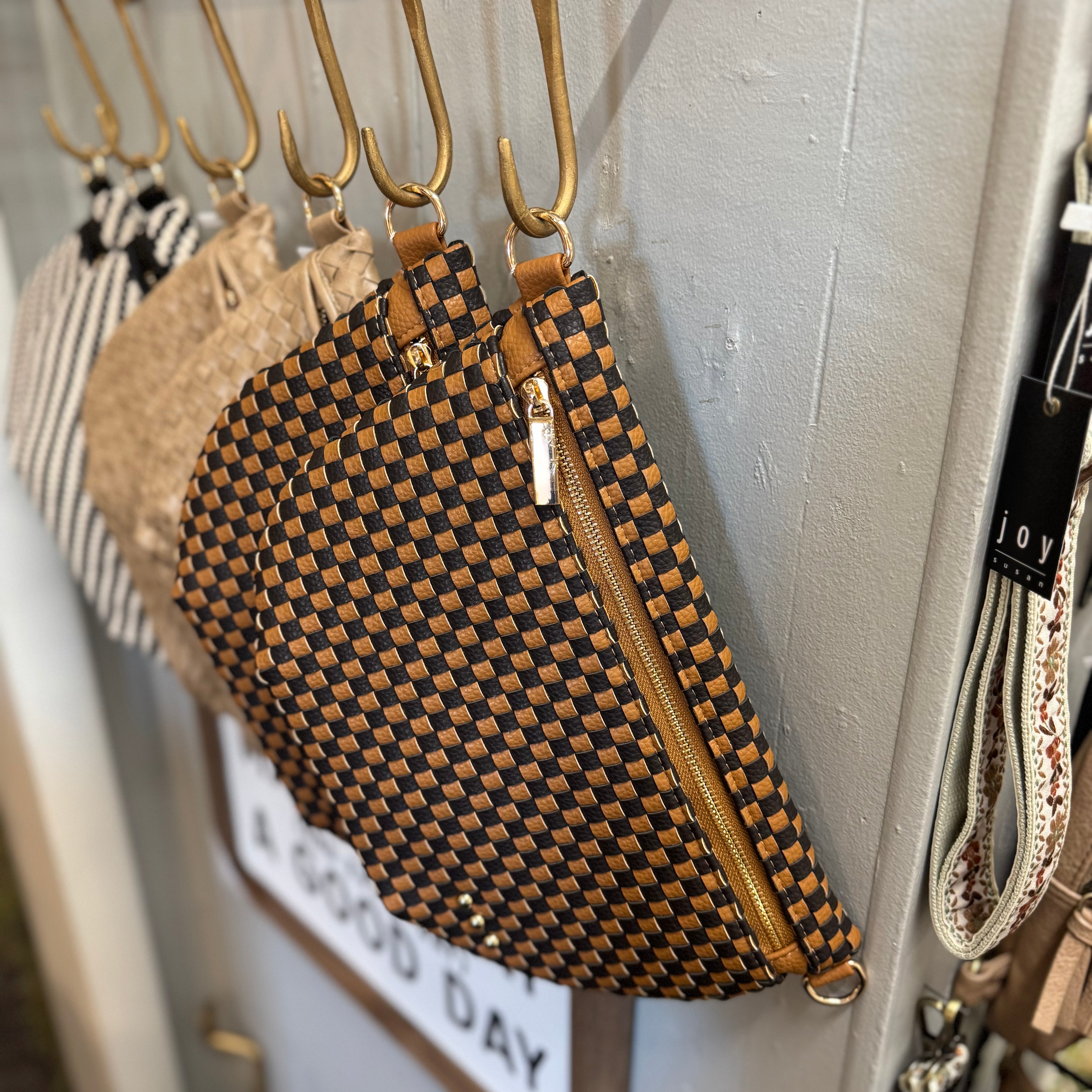 Westlyn Woven Crossbody Bag - Checkered Coffee