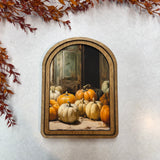 Arch Top Pumpkin Door Framed Art: 6x8”