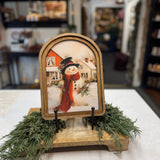 Arch Top Cozy Christmas Snowman Framed Art: 8.25x11"