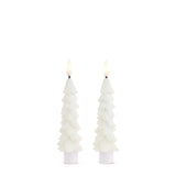 6" Glittered White Mini Tree Taper Candles