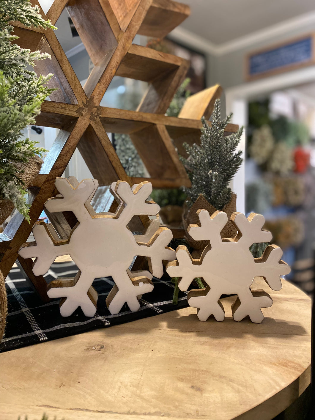 Wood + Enamel Snowflakes | Set of 2