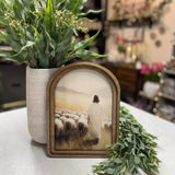 Arch Top Jesus Sheep Framed Art: 8.25x11"