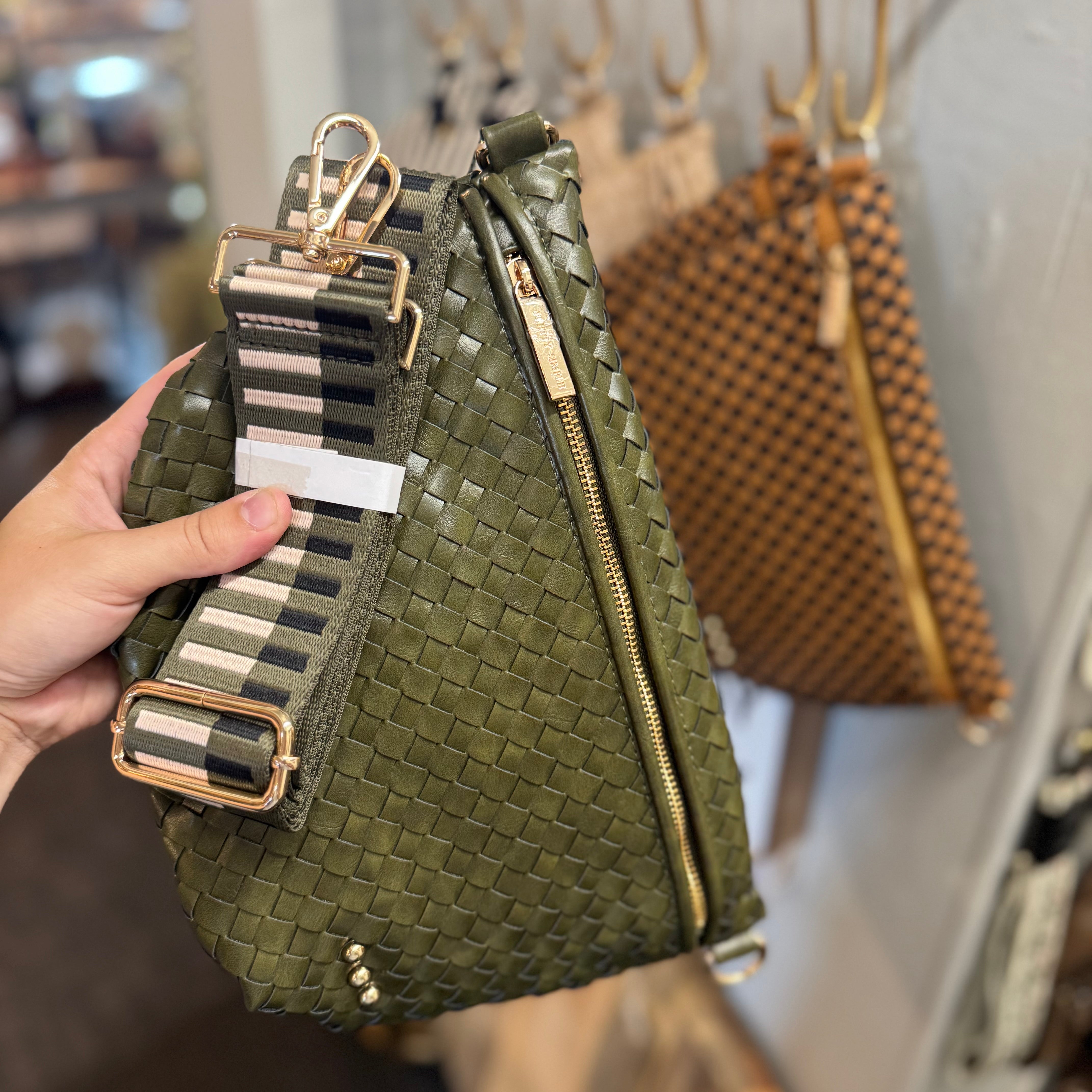 Westlyn Woven Crossbody Bag - Olive