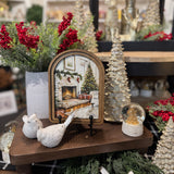 Arch Top Christmas Fireplace Framed Art:  6x8”