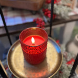 4" Red Dotted Glass 3D Flame Candle