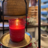 5” Red Dotted Glass 3D Flame Candle