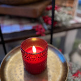 3.25" Red Dotted Glass 3D Flame Candle