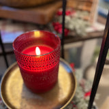 5” Red Dotted Glass 3D Flame Candle