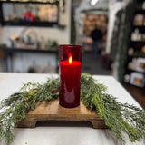 3” x 8” Red Glass Moving Flame Candle