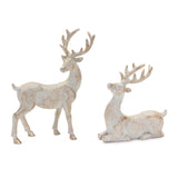 Mini White Gold Brushed Deer | Set of 2