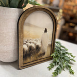 Arch Top Jesus Sheep Framed Art: 8.25x11"