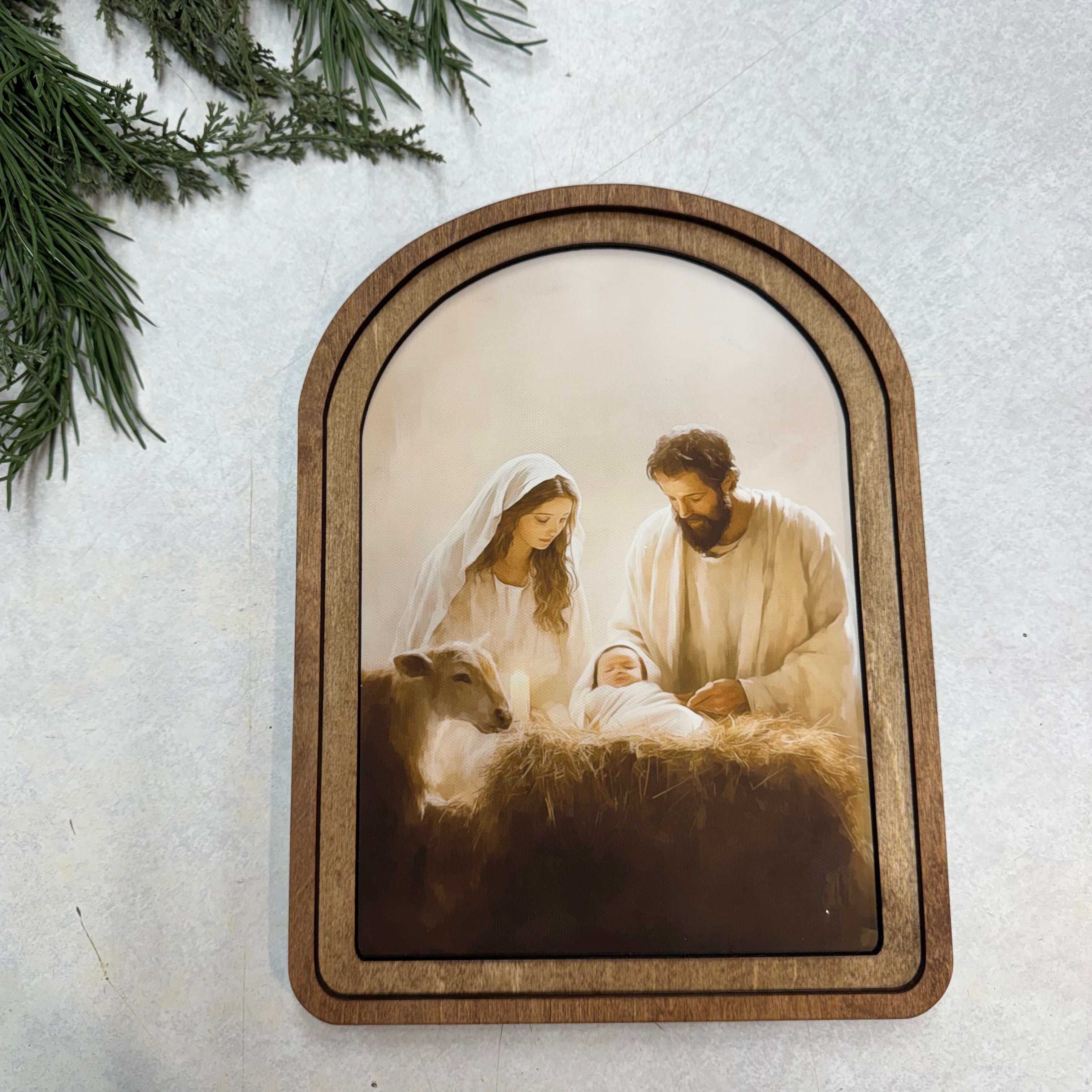 Arch Top Nativity Framed Art: 8.25x11"