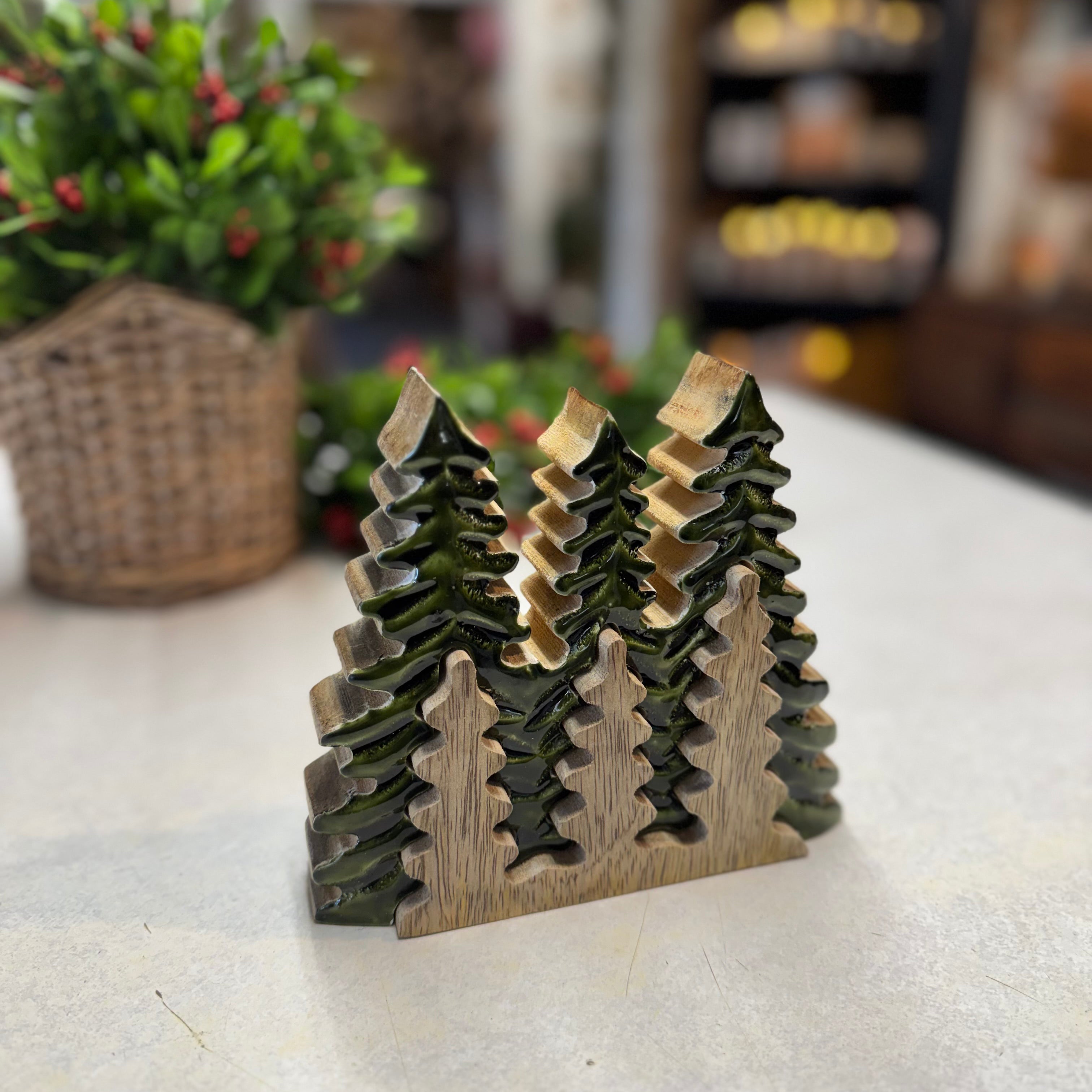 Green Wood Trees with Cut Out Trees