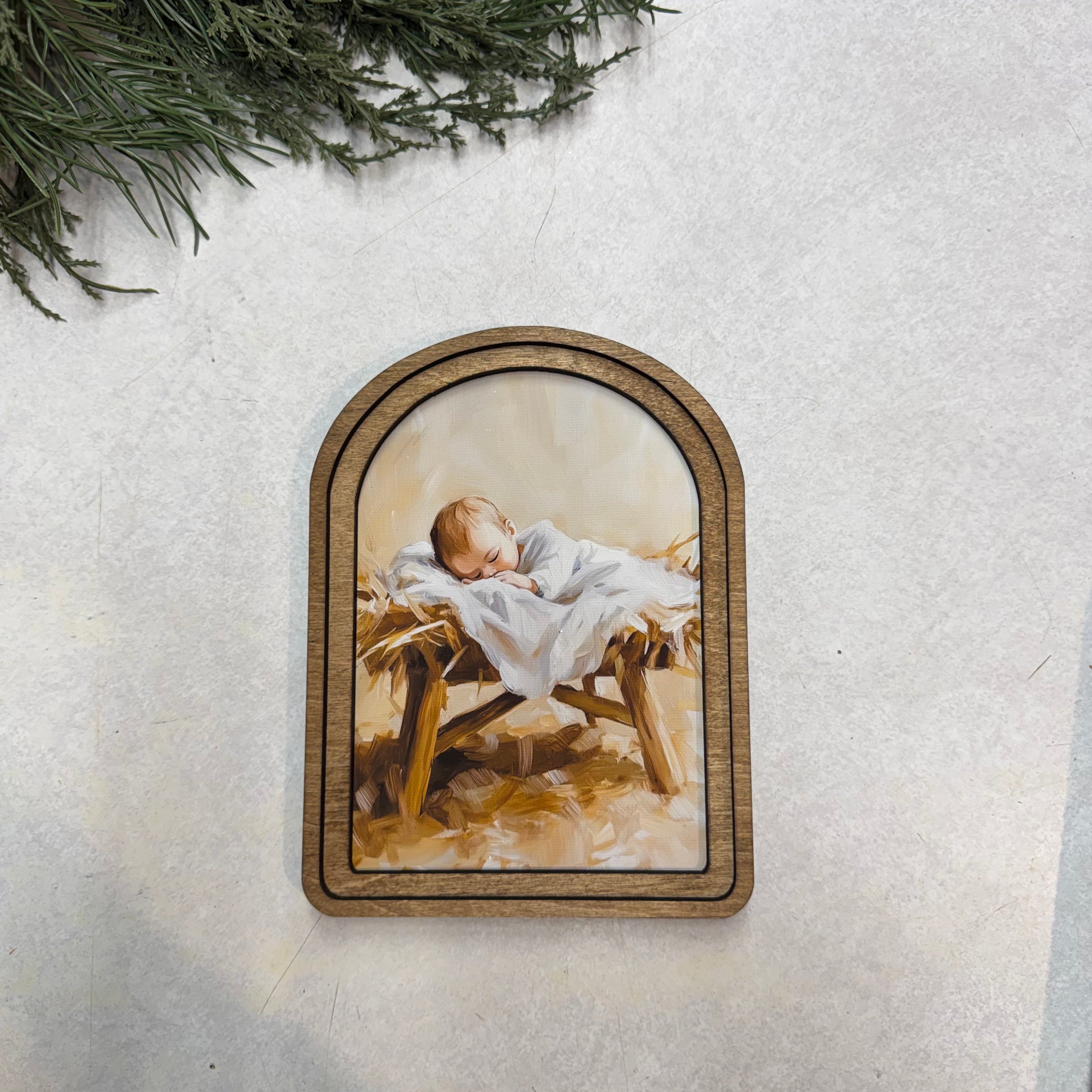 Arch Top Manger Framed Art: 6x8"