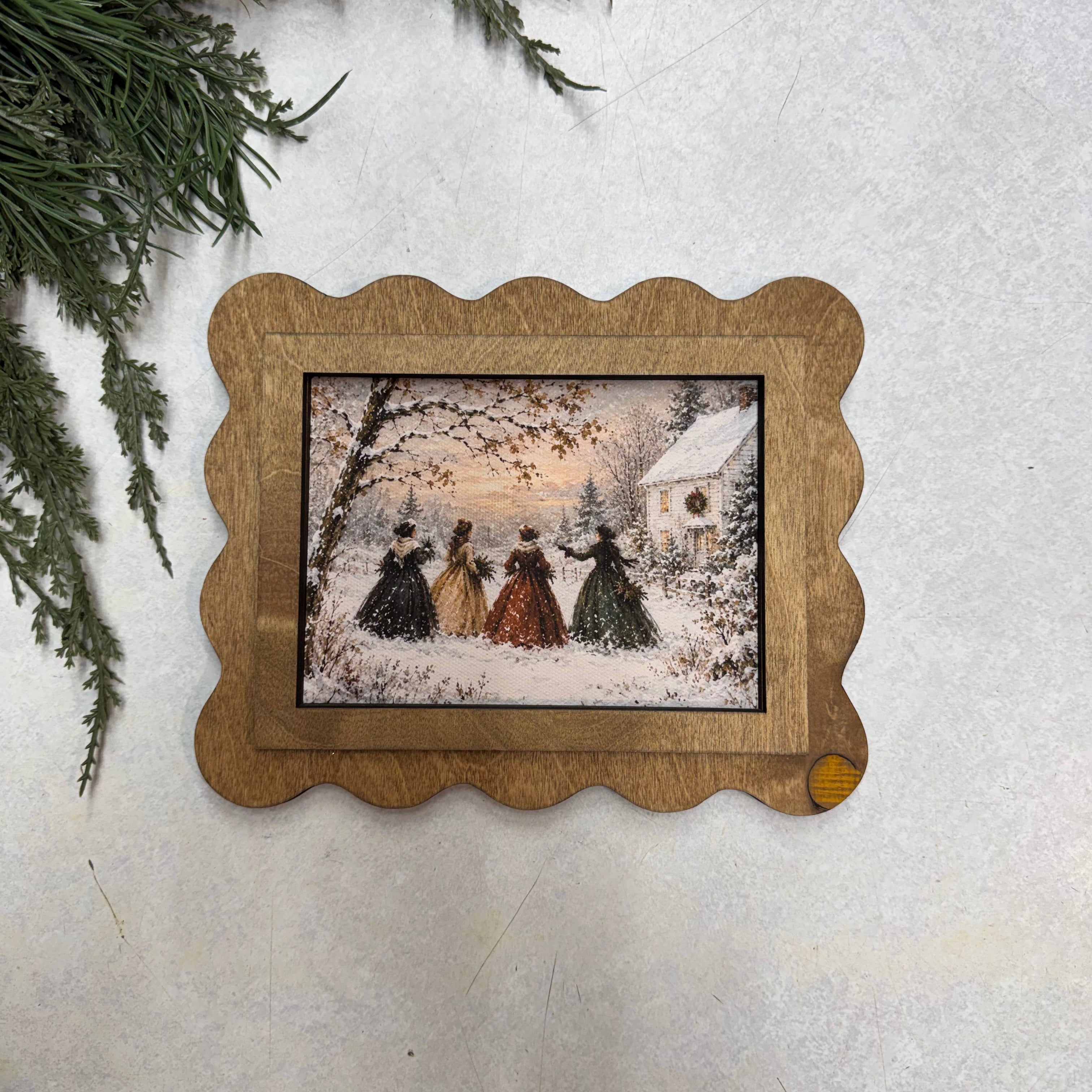 Scallop Little Women Christmas Framed Canvas Art