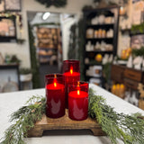 3” x 6” Red Glass Moving Flame Candle