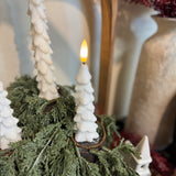 6" Glittered White Mini Tree Taper Candles