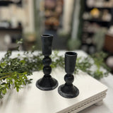 Black Ball Taper Candle Holders | Set of 2