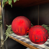 Rotating Lighted Red Globes