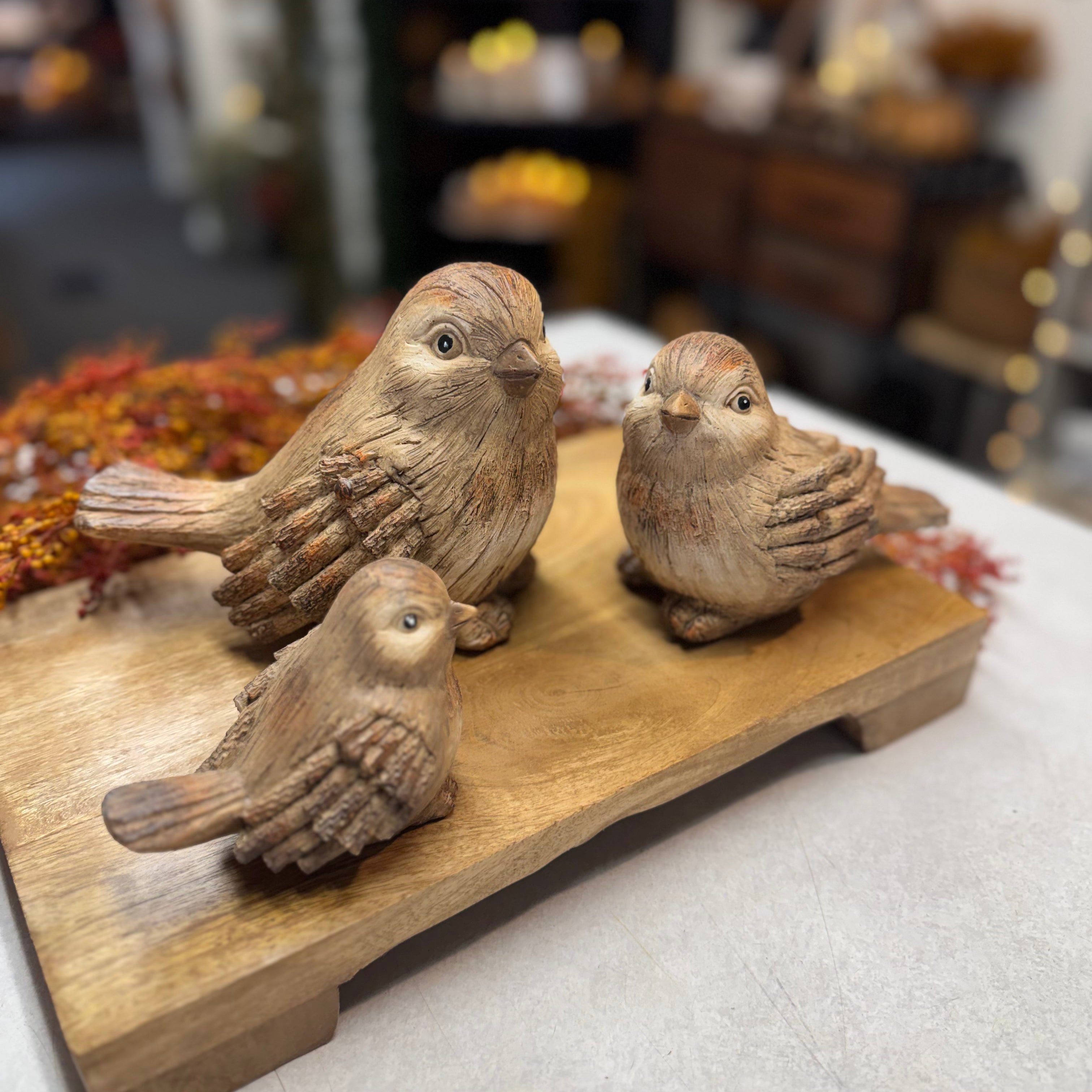 Wood Look Birds  | Set of 3