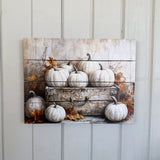 Rustic White Pumpkins - Pallet Sign
