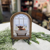 Arch Top Highland White Tub Framed Art: 6x8"