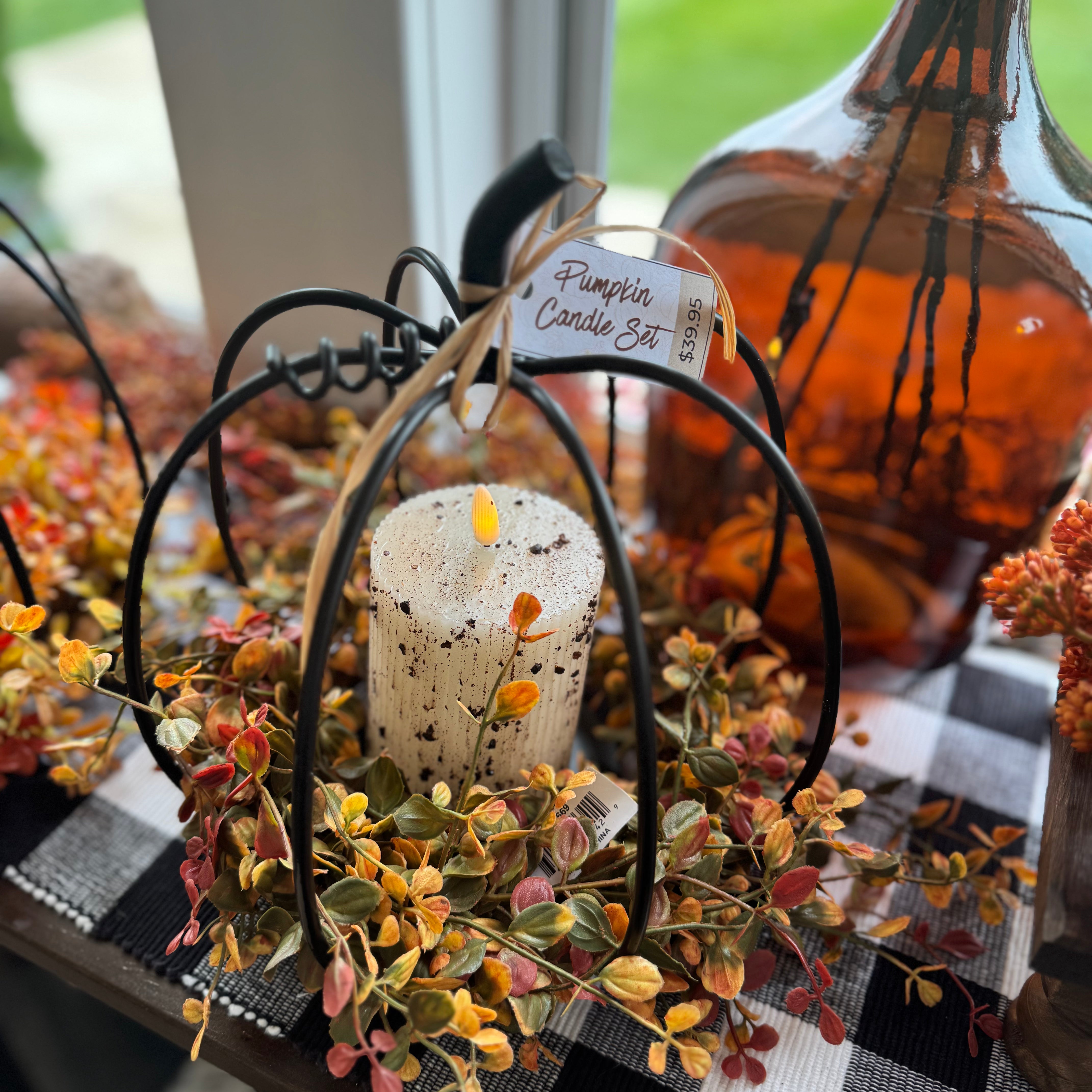 Iron Pumpkin Candle Set