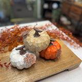 Carved Rustic Pumpkin | Set of 3
