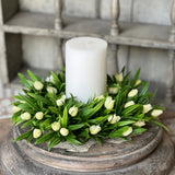 Teacup Tulip Candle Ring | 4" | Cream