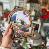 Arch Top Patriotic Beach House Framed Art: 6x8"