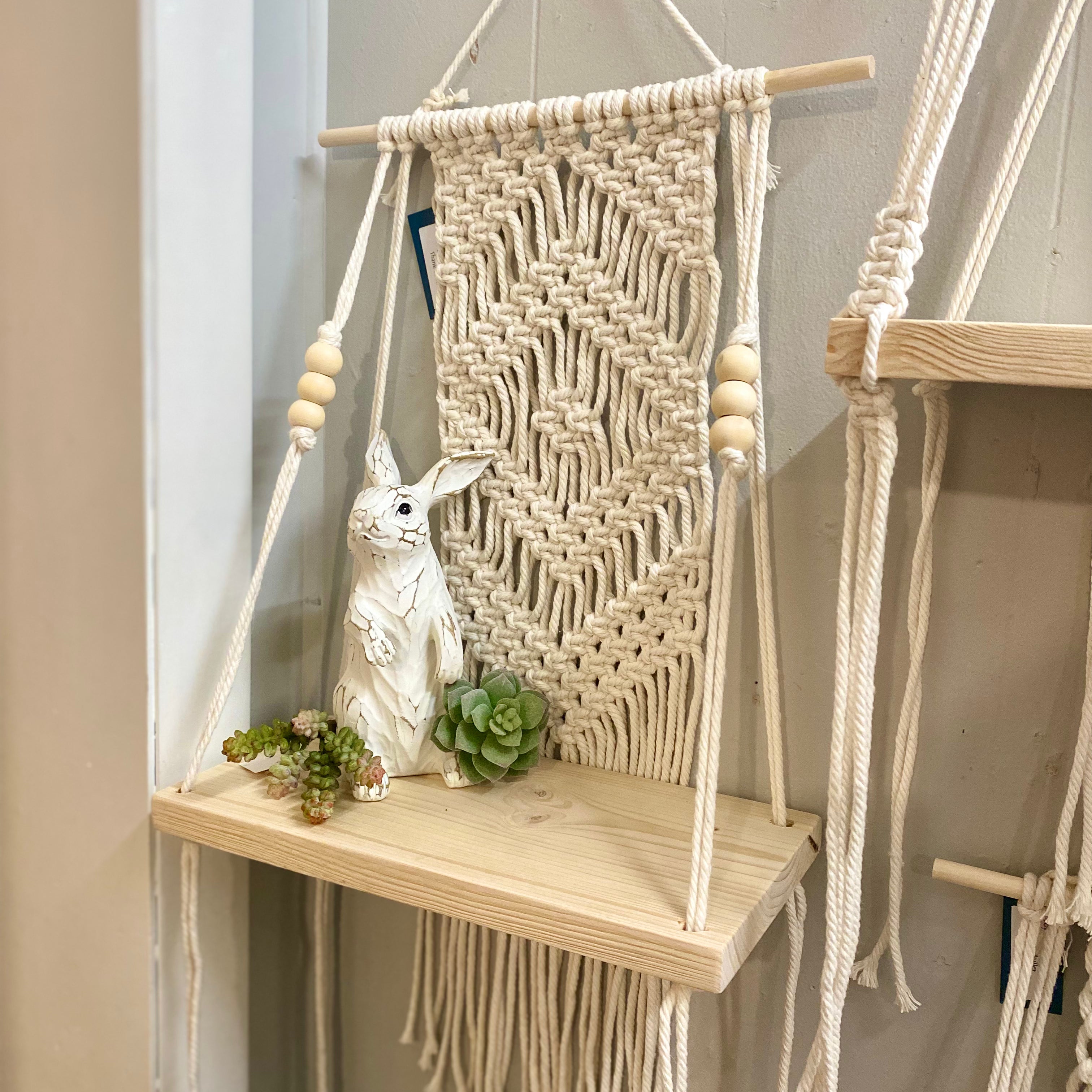 macrame plant shelf hanger Macrame Shelf