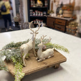 Mini White Gold Brushed Deer | Set of 2