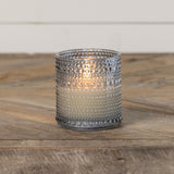 3.25" Grey Dotted Glass 3D Flame Candle