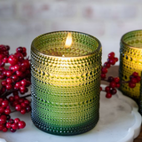 5” Green Dotted Glass 3D Flame Candle
