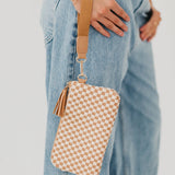 Emma Woven Clutch Wristlet - Tan Checkered