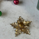 Golden Poinsettia Taper Holder | 4"
