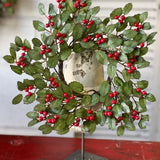 Holly Candle Ring with Berries | 4.25"