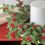 Holly Candle Ring with Berries | 5"