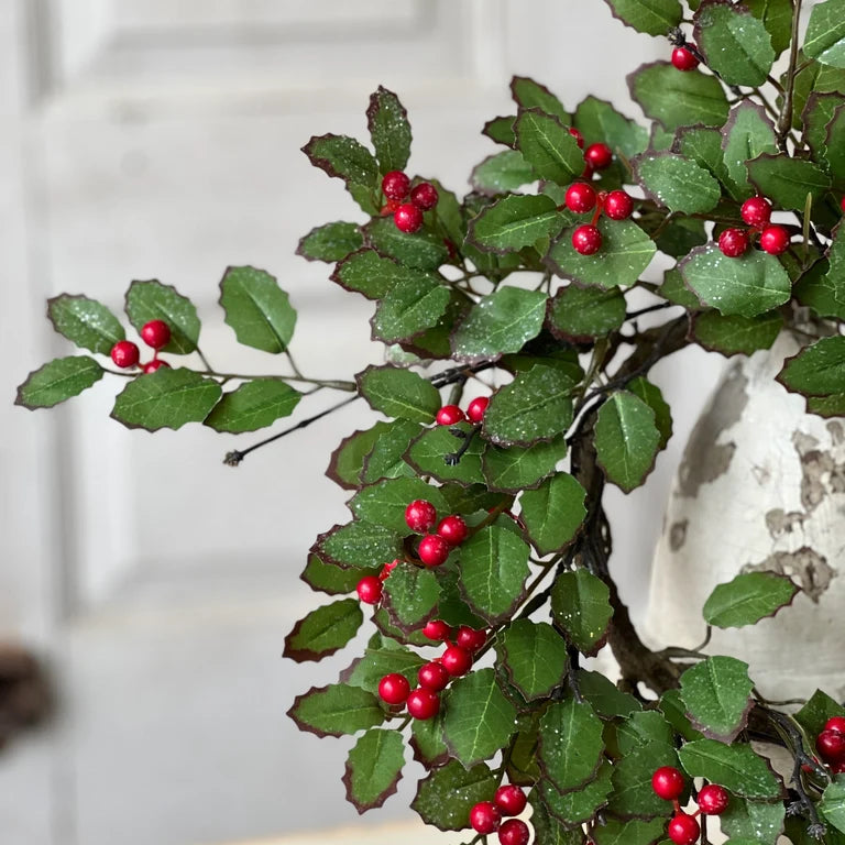 Holly Candle Ring with Berries | 5"