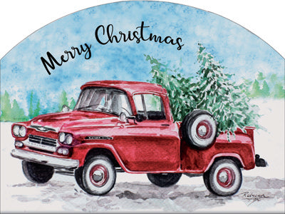 Red Christmas Truck - Outdoor Plaque