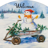 Snowman Wagon - Outdoor Plaque