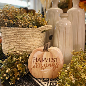 Harvest Blessings - Pumpkin Shaped Sign